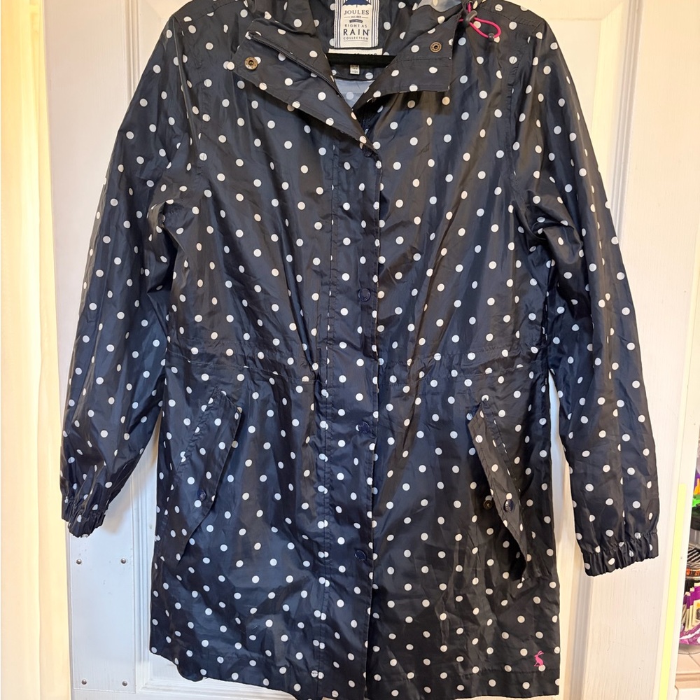 Joules Navy Polka Dot Kids Raincoat